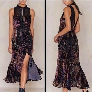 Free People - Hands to Hold Velvet Paisley Slit Dress